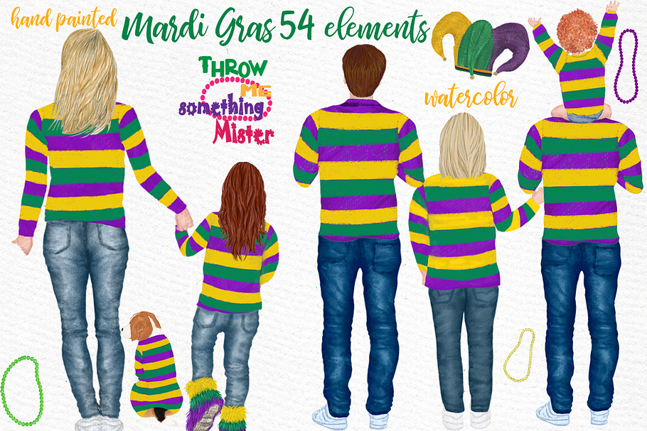 Mardi Gras clipart,Family clipart in Illustrations - product preview 8