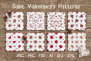 8 seamless Valentines's patterns