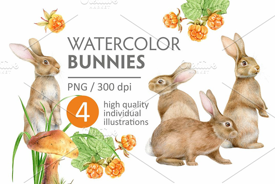 Watercolor bunnies