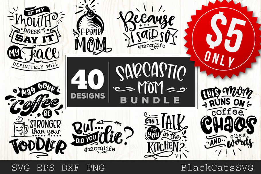 Funny mom SVG bundle 40 designs