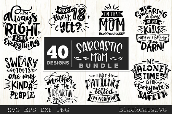 Funny mom SVG bundle 40 designs in Illustrations - product preview 3