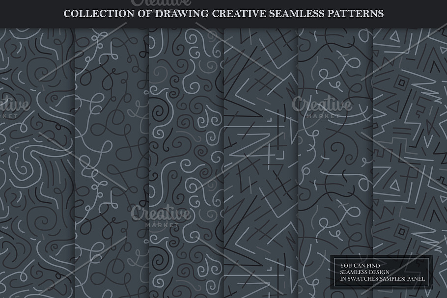 Dark drawing seamless patterns in Patterns - product preview 8