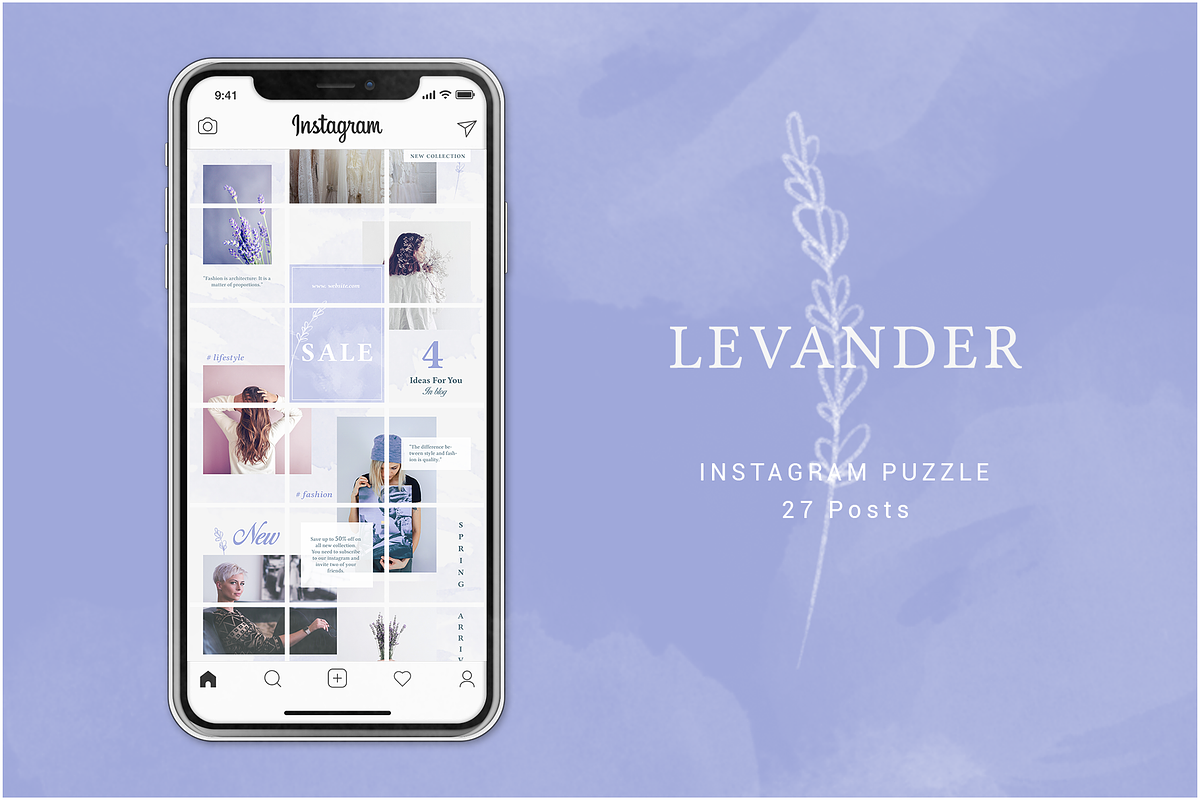 Instagram Puzzle - Lavender in Instagram Templates - product preview 8