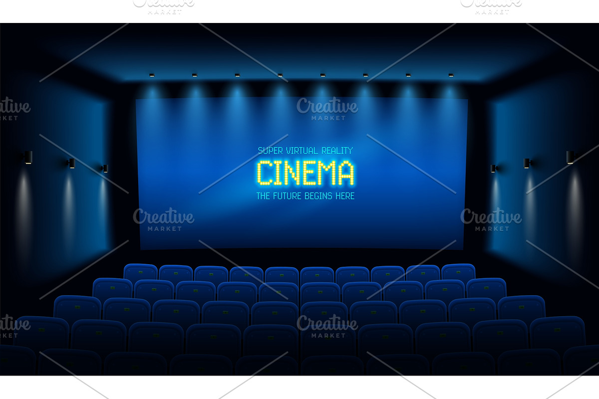 Empty cinema theater hall with blue. in Illustrations - product preview 8