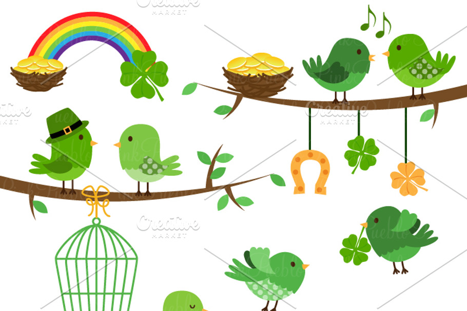 St Patrick's Birds Clipart & Vectors in Illustrations - product preview 8
