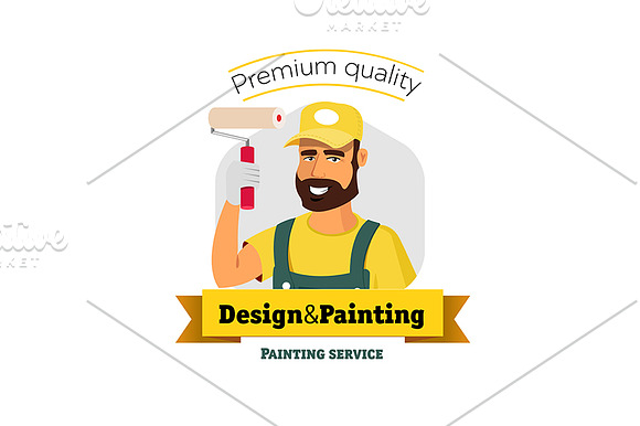 painters with brush and bucket in Illustrations - product preview 1