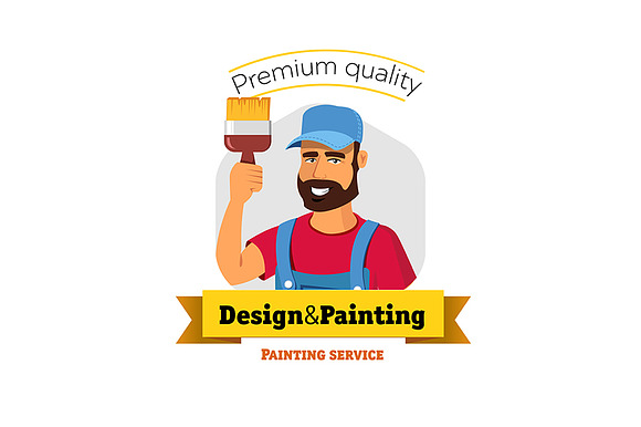 painters with brush and bucket in Illustrations - product preview 2