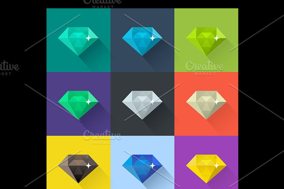 Diamond vector illustration set in Illustrations - product preview 8