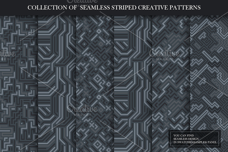 Dark striped seamless patterns