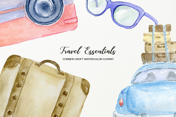 Watercolor Travel Essentials in Illustrations - product preview 2