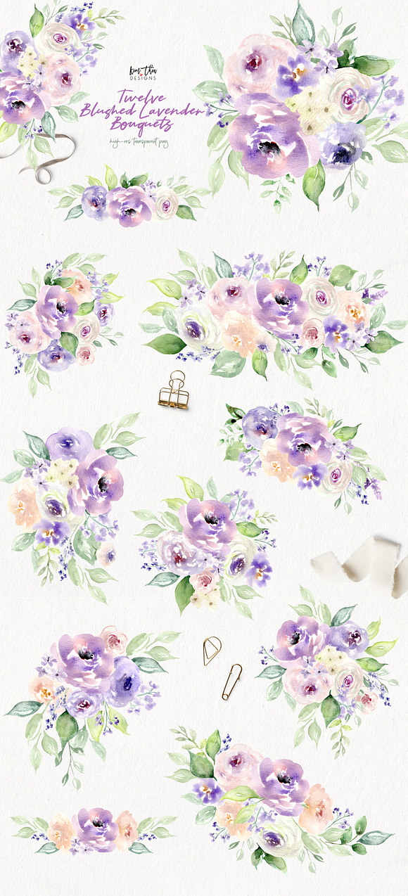 Blushed Lavender Floral Set in Illustrations - product preview 2