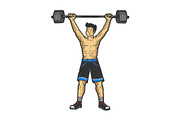 Athlete weightlifting barbell sketch
