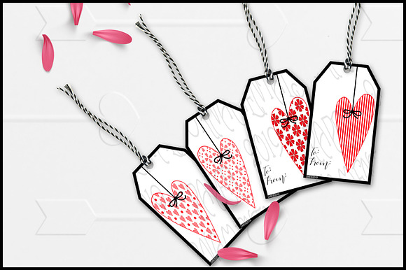 Gift Tags, Heart To/From Tags Set 2 in Objects - product preview 5