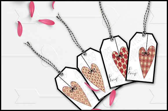 Gift Tags, Heart To/From Tags Set 1 in Objects - product preview 5