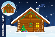 Flat Christmas Cabin Illustration