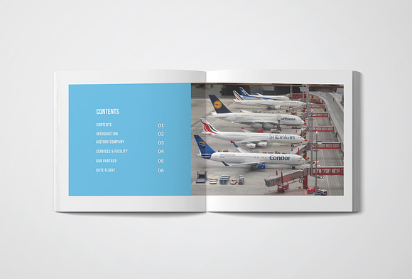 Square Airplane Brochure in Brochure Templates - product preview 2