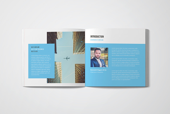 Square Airplane Brochure in Brochure Templates - product preview 3