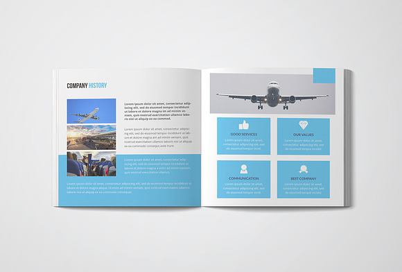 Square Airplane Brochure in Brochure Templates - product preview 4