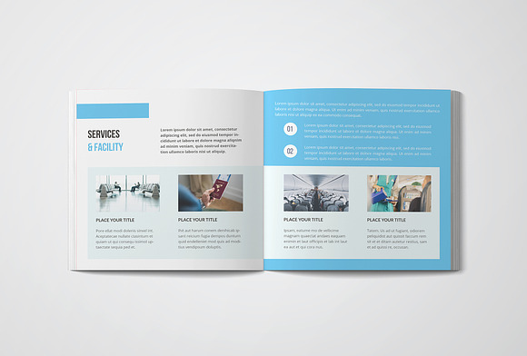 Square Airplane Brochure in Brochure Templates - product preview 5