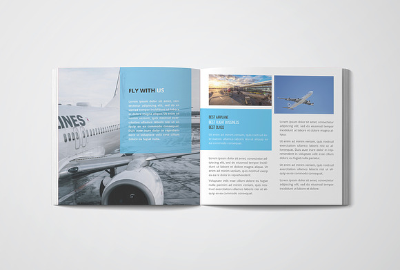 Square Airplane Brochure in Brochure Templates - product preview 6