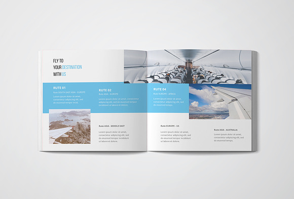 Square Airplane Brochure in Brochure Templates - product preview 7