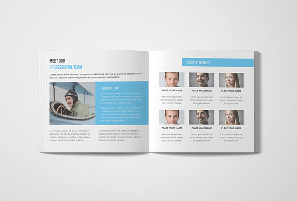 Square Airplane Brochure in Brochure Templates - product preview 8