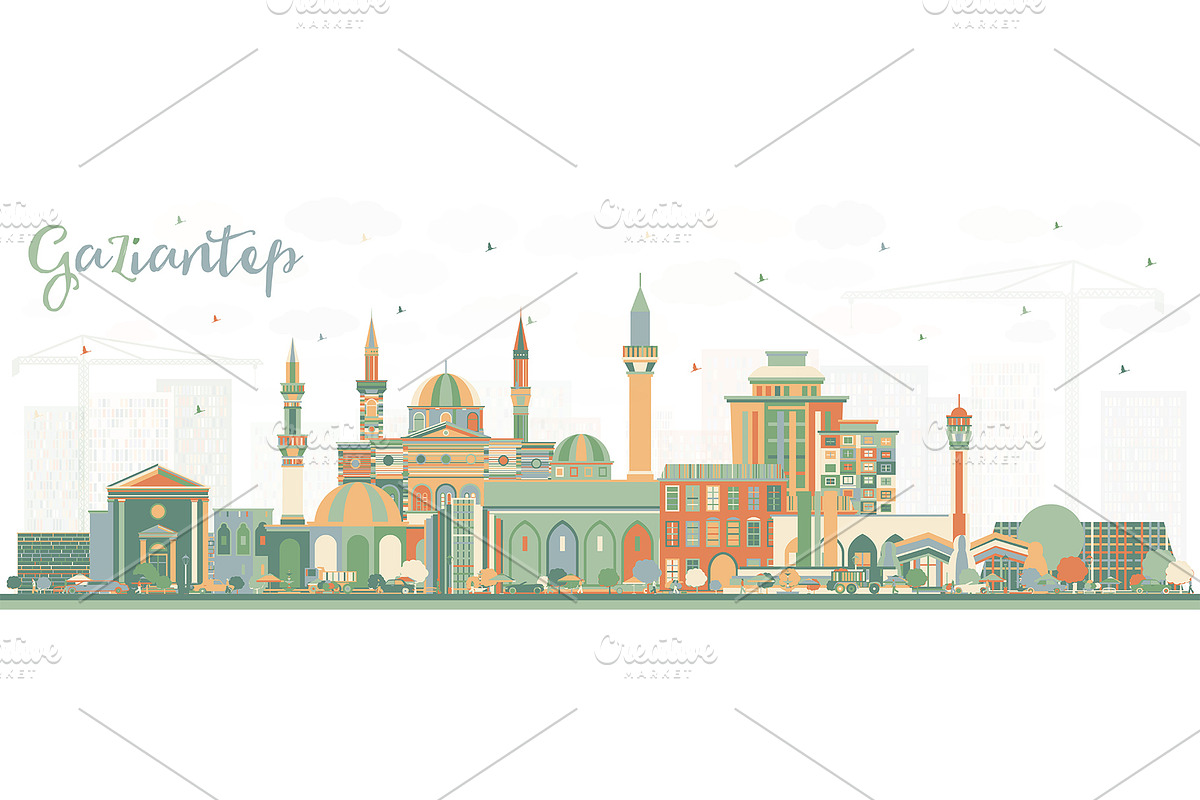 Gaziantep Turkey City Skyline in Illustrations - product preview 8
