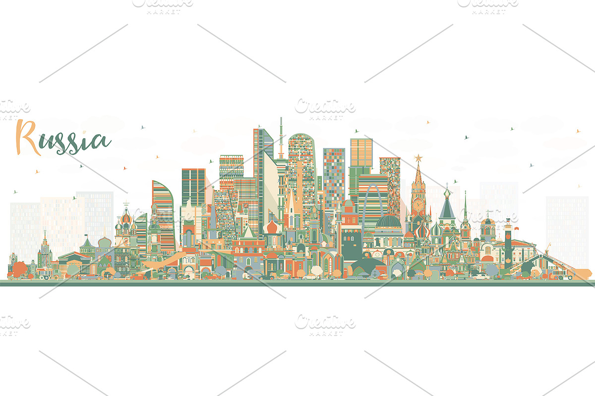 Russia City Skyline in Illustrations - product preview 8