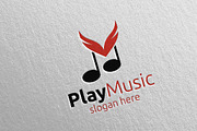Music Logo with Note, Wing Concept