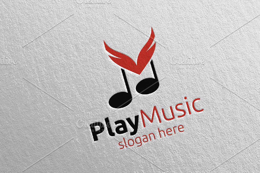 Music Logo with Note, Wing Concept in Logo Templates - product preview 8