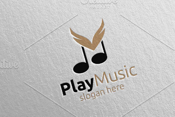 Music Logo with Note, Wing Concept in Logo Templates - product preview 1
