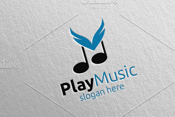 Music Logo with Note, Wing Concept in Logo Templates - product preview 2