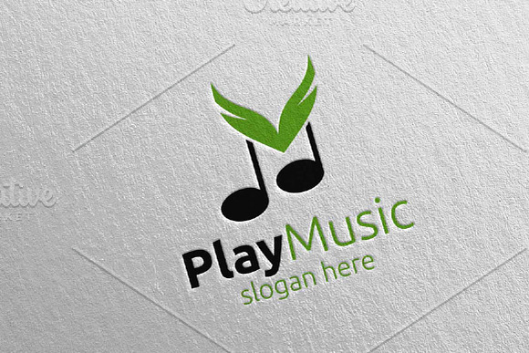 Music Logo with Note, Wing Concept in Logo Templates - product preview 3