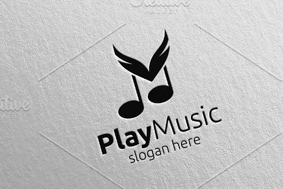Music Logo with Note, Wing Concept in Logo Templates - product preview 4