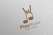 Rock Music Logo with Note Concept