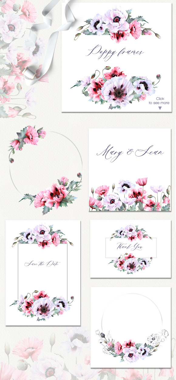 Romantic Poppies watercolor set in Illustrations - product preview 10