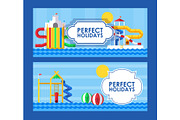 Water park banner in flat style