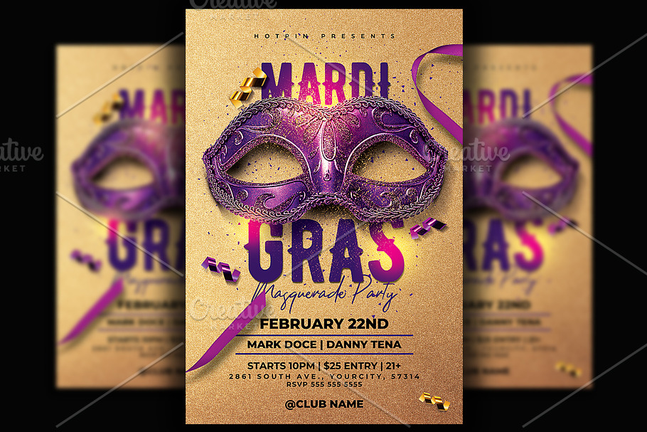 Mardi Gras Flyer Template in Flyer Templates - product preview 8