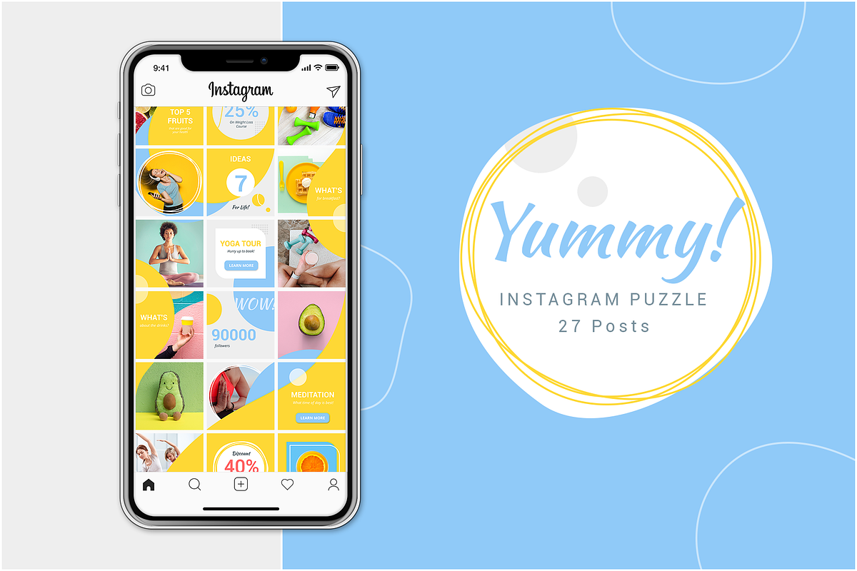 Instagram Puzzle - Yummy! in Instagram Templates - product preview 8