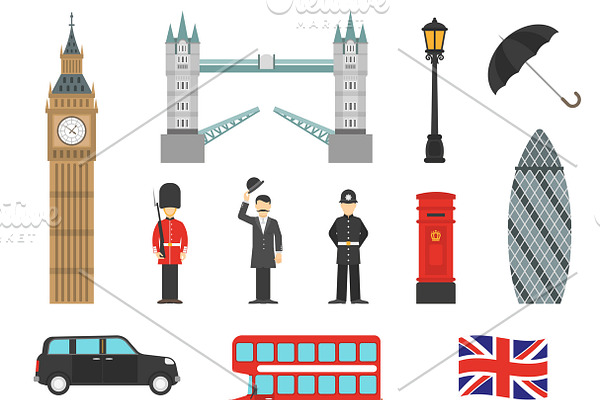 London landmarks isometric icons