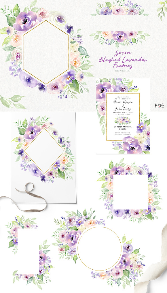 Blushed Lavender Floral Set in Illustrations - product preview 3