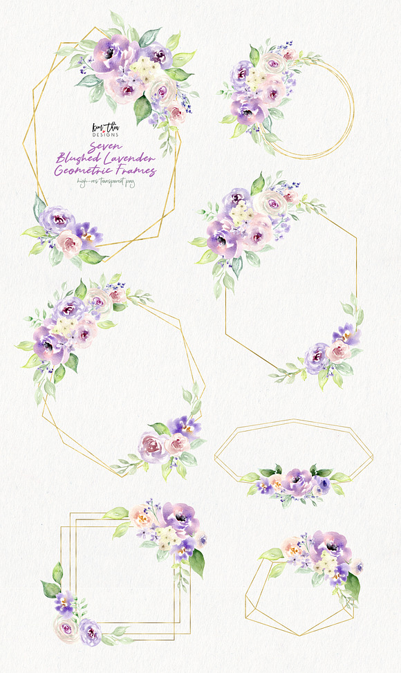 Blushed Lavender Floral Set in Illustrations - product preview 4