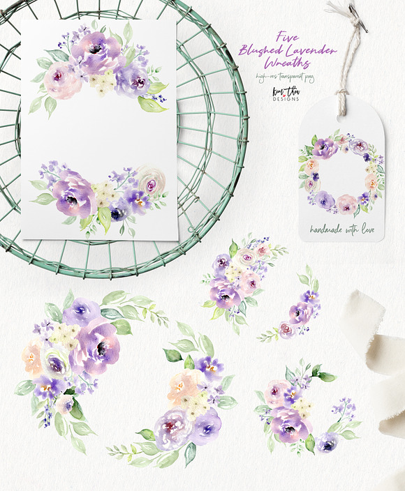 Blushed Lavender Floral Set in Illustrations - product preview 5