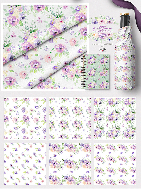 Blushed Lavender Floral Set in Illustrations - product preview 6