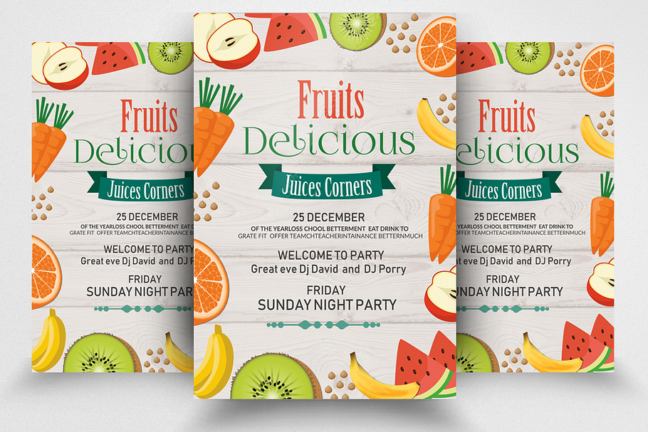 Fresh Fruits Juices Flyer Template in Flyer Templates - product preview 8
