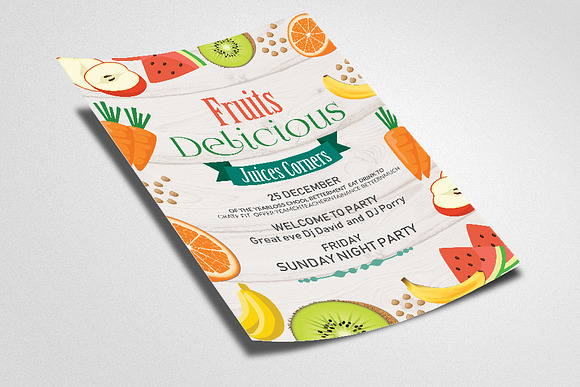 Fresh Fruits Juices Flyer Template in Flyer Templates - product preview 1