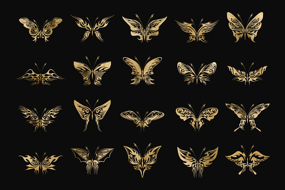 Gold Butterfly Clipart in Graphics - product preview 1