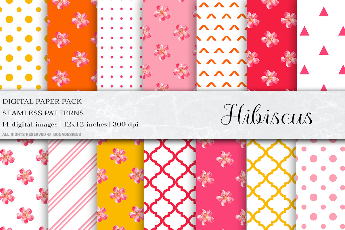 Hibiscus Digital Papers in Patterns - product preview 8