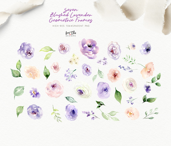 Blushed Lavender Floral Set in Illustrations - product preview 8