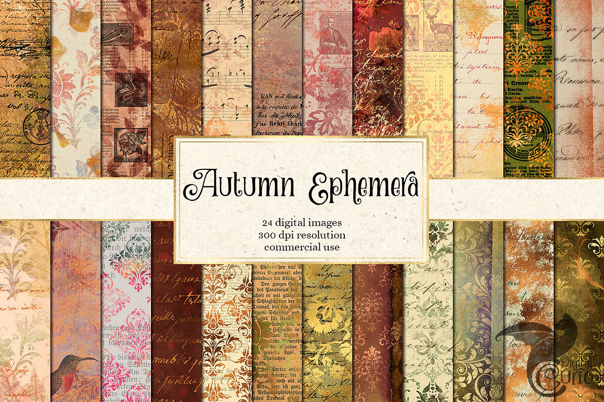Autumn Ephemera Digital Paper in Textures - product preview 8